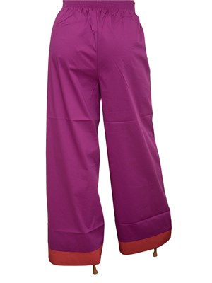 Pantalone viola Liu Jo cotone stretch con bande contrasto fondo in DONNA