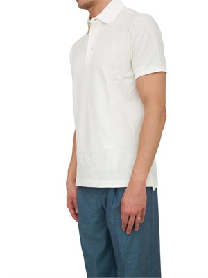 Polo bianco panna Etro in cotone con ricamo Pegaso tono su tono in UOMO