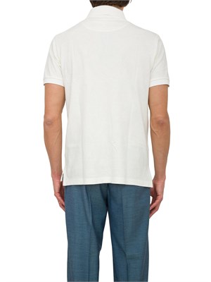 Polo bianco panna Etro in cotone con ricamo Pegaso tono su tono in UOMO