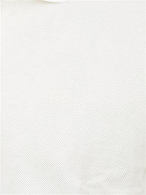 Polo bianco panna Etro in cotone con ricamo Pegaso tono su tono in UOMO