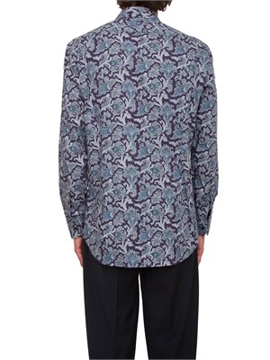 Camicia Etro blu con fantasia floreale in UOMO