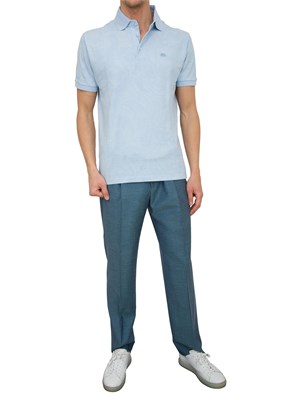 Polo celeste Etro con ricamo Pegaso tono su tono in UOMO