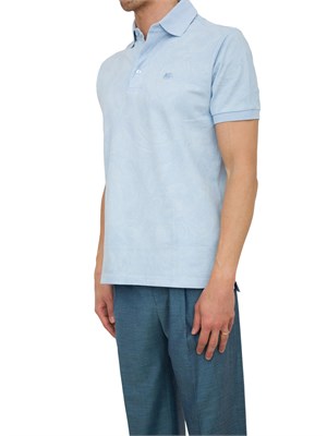 Polo celeste Etro con ricamo Pegaso tono su tono in UOMO