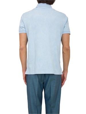 Polo celeste Etro con ricamo Pegaso tono su tono in UOMO