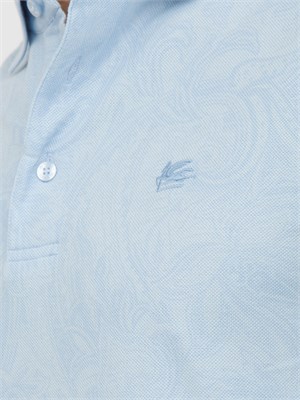 Polo celeste Etro con ricamo Pegaso tono su tono in UOMO