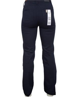 Pantaloni blu Liu Jo modello bottom up flare con bottoni gioiello in DONNA