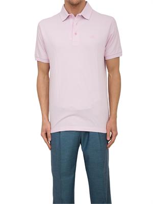 Polo Etro in cotone rosa con Pegaso ricamato tono su tono in UOMO