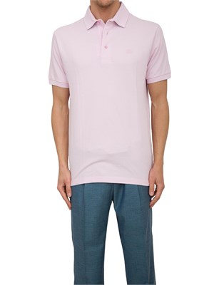 Polo Etro in cotone rosa con Pegaso ricamato tono su tono in UOMO