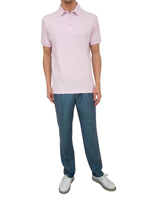 Polo Etro in cotone rosa con Pegaso ricamato tono su tono in UOMO