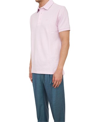 Polo Etro in cotone rosa con Pegaso ricamato tono su tono in UOMO