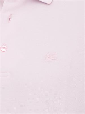 Polo Etro in cotone rosa con Pegaso ricamato tono su tono in UOMO