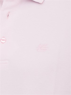 Polo Etro in cotone rosa con Pegaso ricamato tono su tono in UOMO