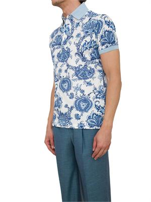 Polo uomo Etro celeste con stampa floreale in UOMO