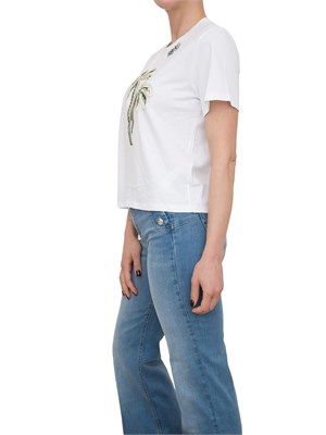 T-shirt bianca in cotone Liu Jo con palme con castoni gioiello in DONNA