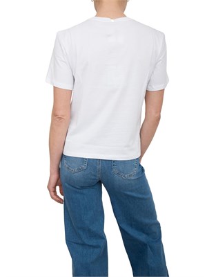 T-shirt in cotone bianco Liu Jo barchetta con ricamo e strass in DONNA