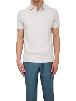 Polo beige Etro in cotone con dettaglio stampa floreale sul collo in UOMO