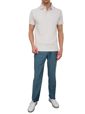 Polo beige Etro in cotone con dettaglio stampa floreale sul collo in UOMO
