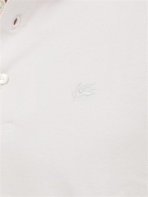 Polo beige Etro in cotone con dettaglio stampa floreale sul collo in UOMO