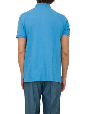 Polo azzurra Etro in cotone con dettaglio stampa floreale sul collo in UOMO