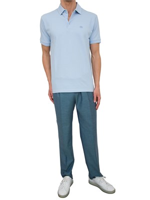 Polo Etro in cotone celeste con Pegaso ricamato in UOMO