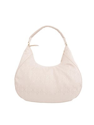 Borsa a spalla beige Liu Jo in nylon con logo all over in DONNA