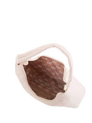 Borsa a spalla beige Liu Jo in nylon con logo all over in DONNA