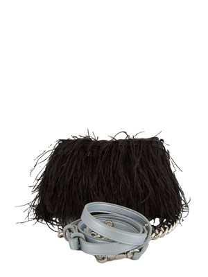 Borsa piccola Liu Jo LaPuffy nera con piume in DONNA