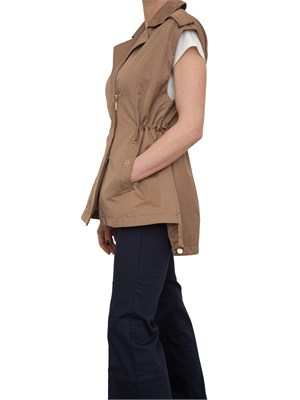 Gilet cammello Liu Jo con coulisse in vita e chiusura zip in DONNA