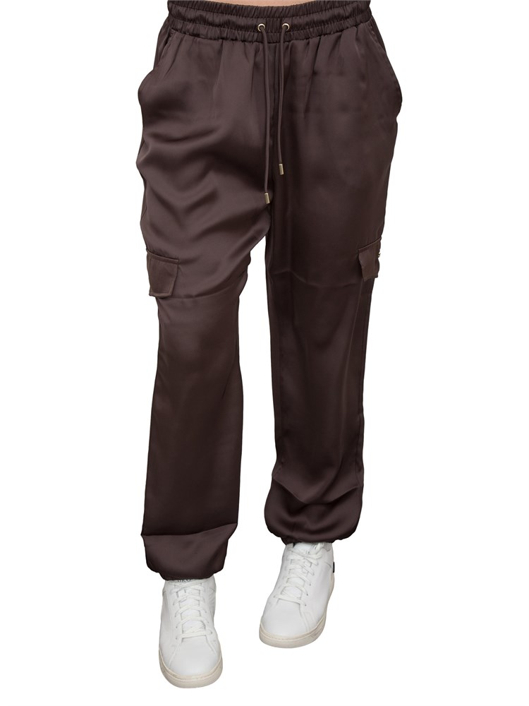 Pantaloni marroni in raso Liu Jo modello jogging cargo