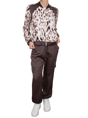 Pantaloni marroni in raso Liu Jo modello jogging cargo in DONNA