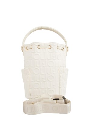 Borsa a secchiello bianca Liu Jo in scuba con logo rilievo all over in DONNA