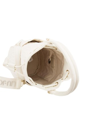 Borsa a secchiello bianca Liu Jo in scuba con logo rilievo all over in DONNA