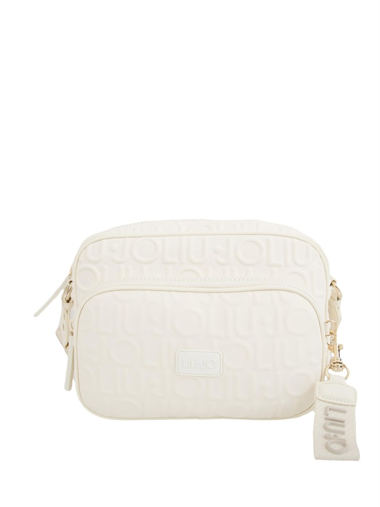 Borsa a tracolla bianca in scuba Liu Jo donna con logo rilievo all-over