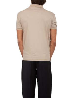 Polo uomo Ea7 Emporio Armani Premium Shield in viscosa beige con zip a contrasto in UOMO