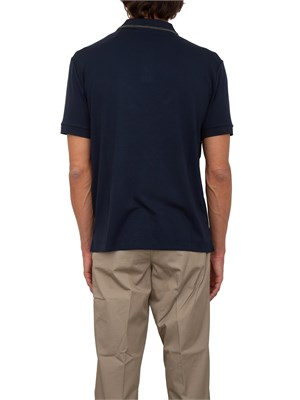 Polo uomo Ea7 Emporio Armani Gold Label in jersey di viscosa blu in UOMO