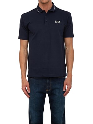Polo uomo EA7 Emporio Armani Tennis Club in cotone stretch blu in UOMO