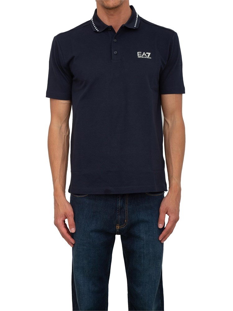 Polo uomo EA7 Emporio Armani Tennis Club in cotone stretch blu