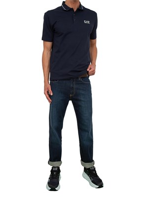 Polo uomo EA7 Emporio Armani Tennis Club in cotone stretch blu in UOMO