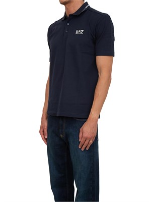 Polo uomo EA7 Emporio Armani Tennis Club in cotone stretch blu in UOMO