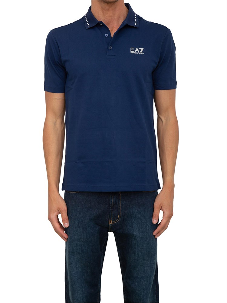 Polo uomo EA7 Emporio Armani Tennis Club in cotone stretch blu