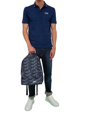Polo uomo EA7 Emporio Armani Tennis Club in cotone stretch blu in UOMO