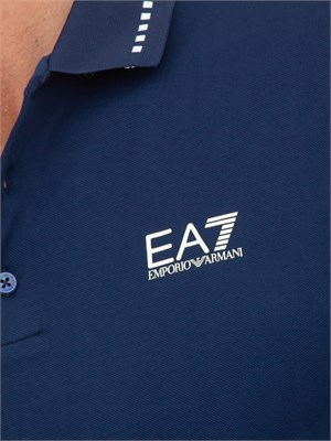 Polo uomo EA7 Emporio Armani Tennis Club in cotone stretch blu in UOMO