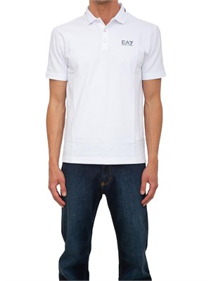 Polo uomo EA7 Emporio Armani Tennis Club in cotone stretch bianco in UOMO