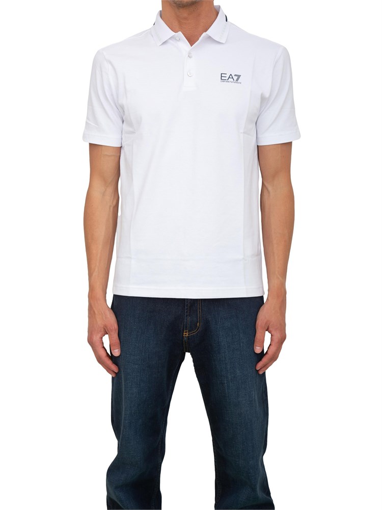 Polo uomo EA7 Emporio Armani Tennis Club in cotone stretch bianco