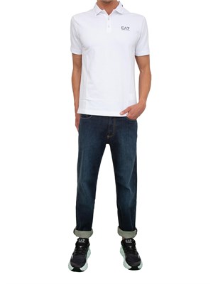 Polo uomo EA7 Emporio Armani Tennis Club in cotone stretch bianco in UOMO