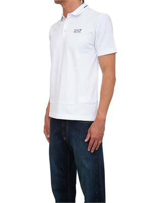 Polo uomo EA7 Emporio Armani Tennis Club in cotone stretch bianco in UOMO