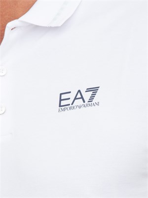 Polo uomo EA7 Emporio Armani Tennis Club in cotone stretch bianco in UOMO