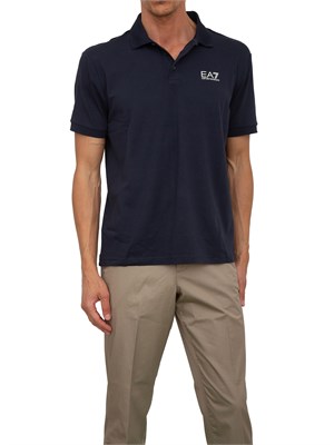 Polo uomo EA7 Emporio Armani Tennis Club in cotone stretch blu in UOMO