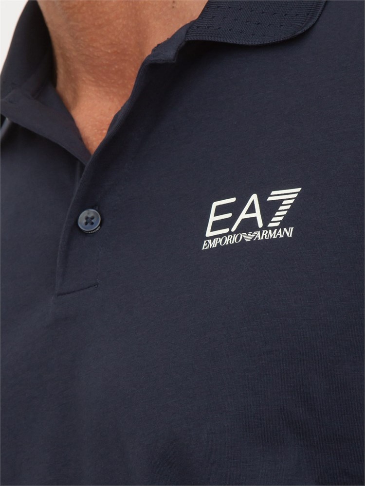 Polo uomo EA7 Emporio Armani Tennis Club in cotone stretch blu