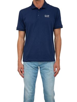 Polo uomo EA7 Emporio Armani Tennis Club in cotone stretch blu in UOMO